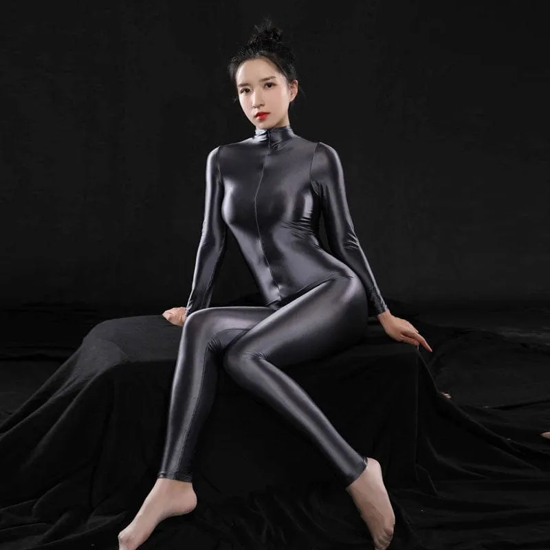 Long Sleeve Patent Leather Bodysuit