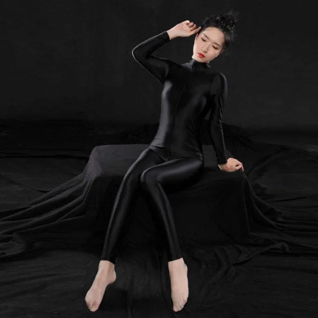 Long Sleeve Patent Leather Bodysuit