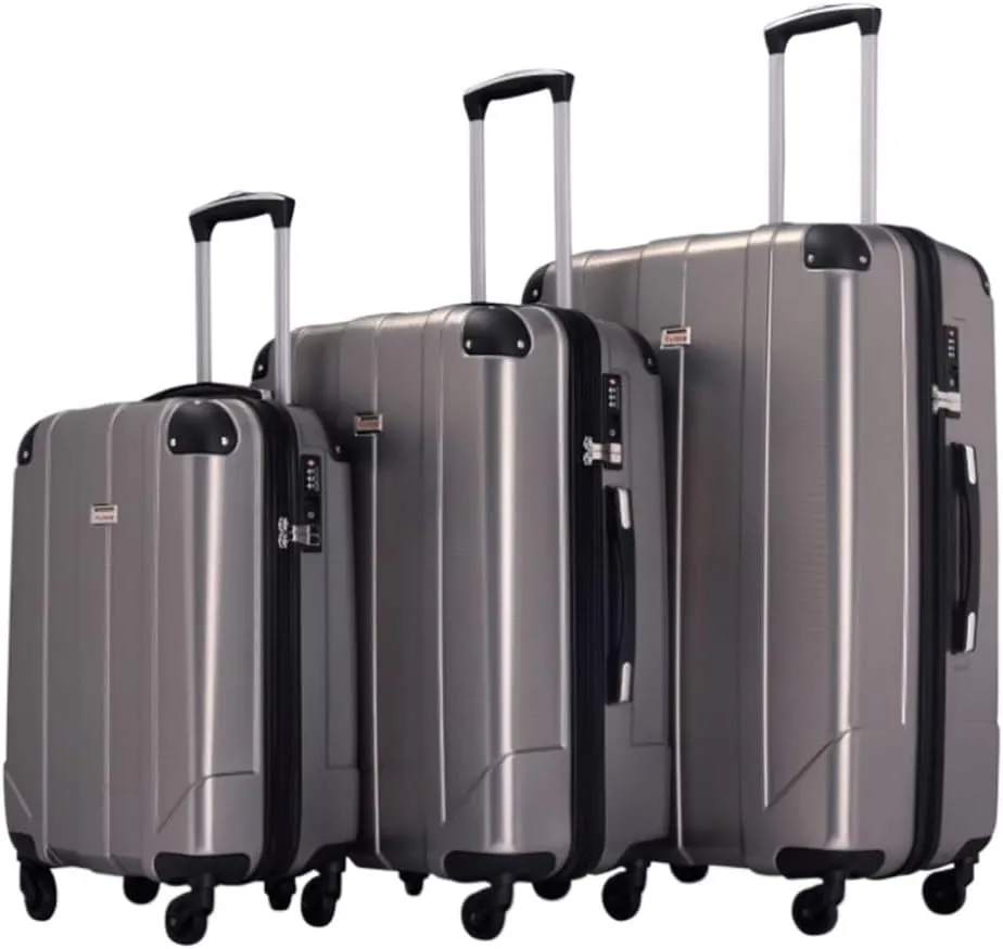 Luggage Luggage Sets ABS Hardshell 3pcs Lightweight Durable Suitcase Spinner Wheels with TSA Lock Trolley Suitcase