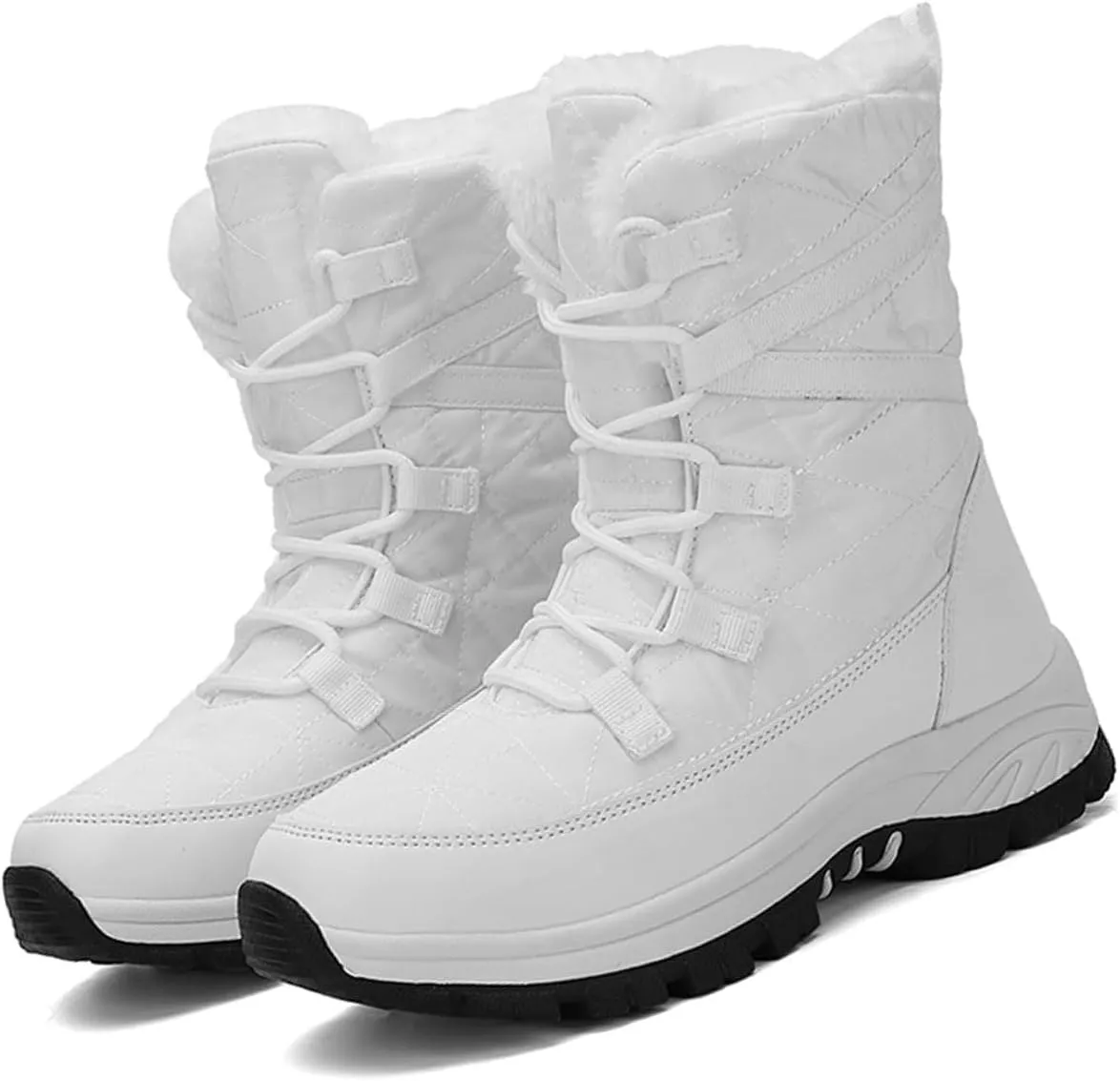 MEBAMY Women's Waterproof Winter Snow Boots Lightweight Warm Faux Fur Lined Mid-Calf Booties Black
