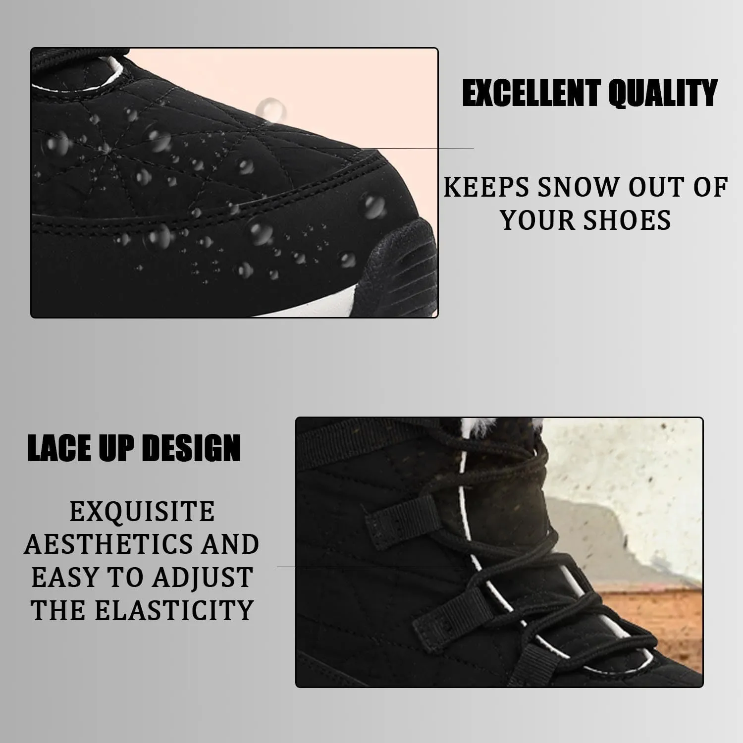 MEBAMY Women's Waterproof Winter Snow Boots Lightweight Warm Faux Fur Lined Mid-Calf Booties Black
