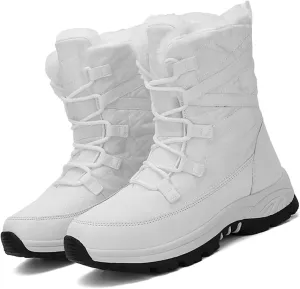MEBAMY Women's Waterproof Winter Snow Boots Lightweight Warm Faux Fur Lined Mid-Calf Booties Black