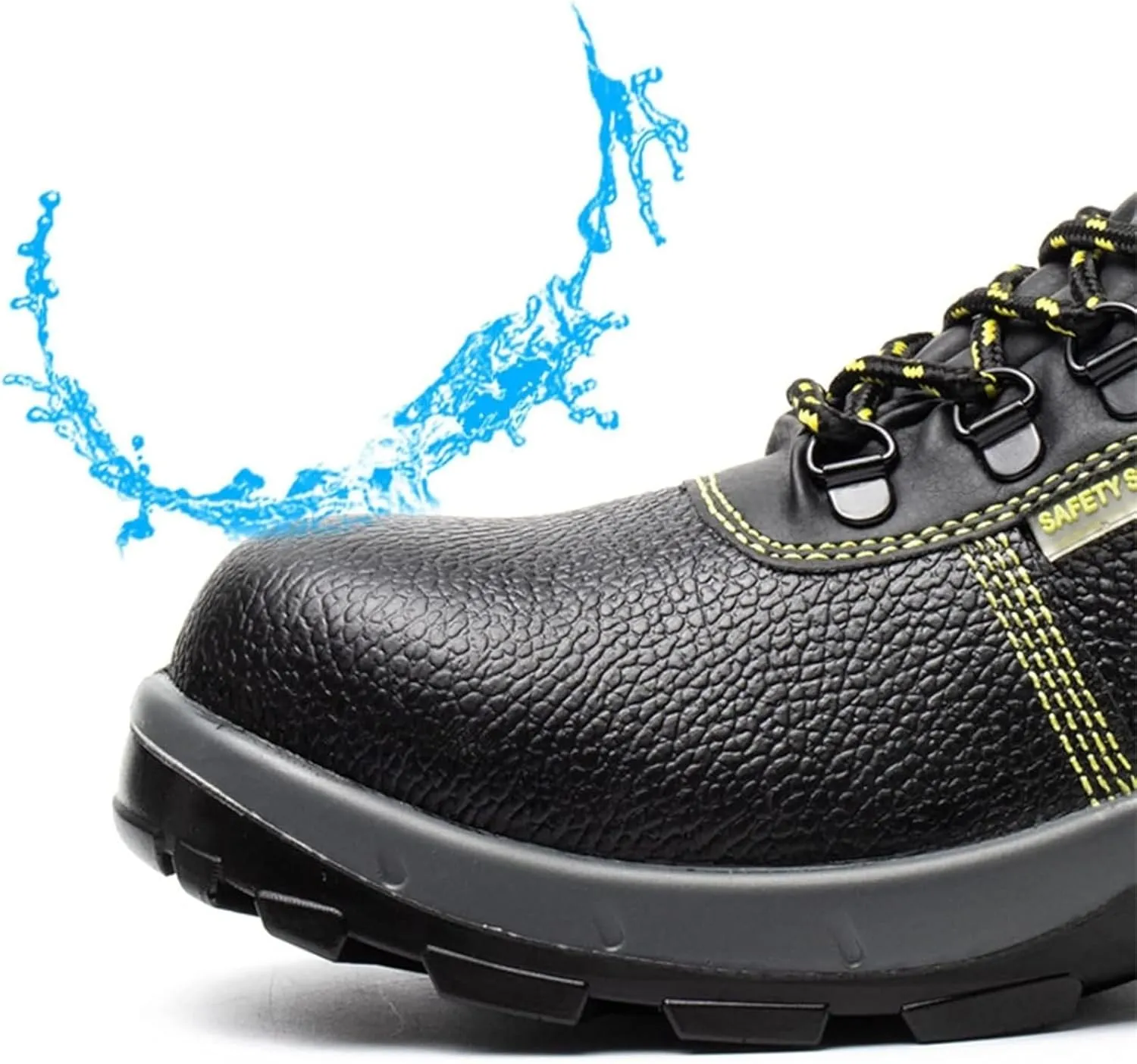 Men Leather Safety Steel Toe Work Boots, Waterproof Anti-Smash and Anti-Puncture Safety Protection Boots for Mens, Indestructible Wear Resistant Slip Resistant Steel Toe Shoes