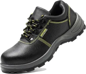 Men Leather Safety Steel Toe Work Boots, Waterproof Anti-Smash and Anti-Puncture Safety Protection Boots for Mens, Indestructible Wear Resistant Slip Resistant Steel Toe Shoes