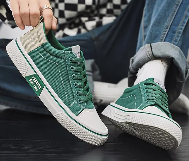 Men's Canvas Sneakers Breathable Comfortable Walking Shoes - Lightweight Lace Up Casual Shoes for Skateboarding Streetwear Fashion