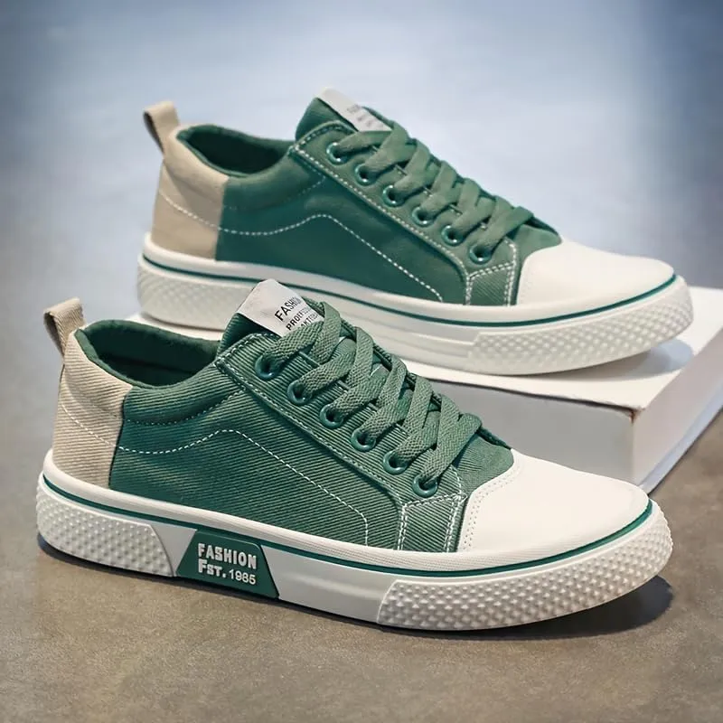 Men's Canvas Sneakers Breathable Comfortable Walking Shoes - Lightweight Lace Up Casual Shoes for Skateboarding Streetwear Fashion