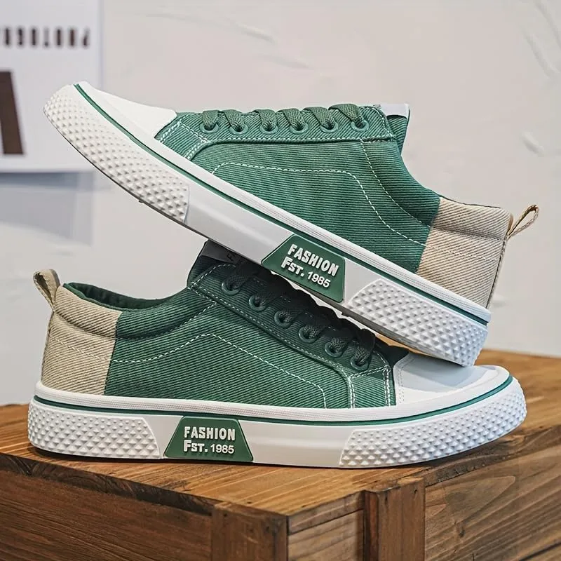 Men's Canvas Sneakers Breathable Comfortable Walking Shoes - Lightweight Lace Up Casual Shoes for Skateboarding Streetwear Fashion