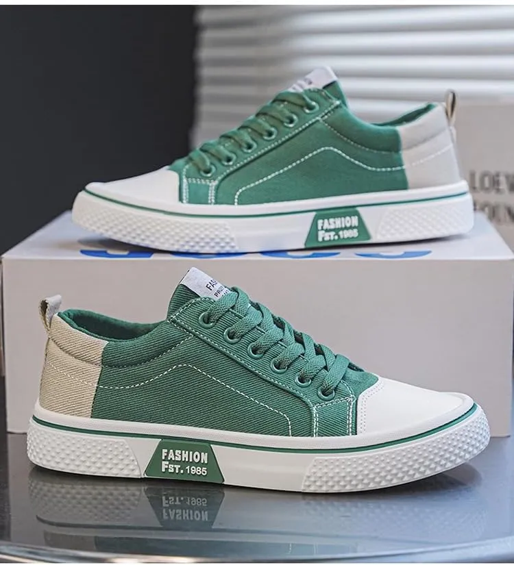 Men's Canvas Sneakers Breathable Comfortable Walking Shoes - Lightweight Lace Up Casual Shoes for Skateboarding Streetwear Fashion