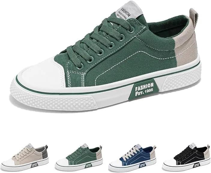 Men's Canvas Sneakers Breathable Comfortable Walking Shoes - Lightweight Lace Up Casual Shoes for Skateboarding Streetwear Fashion