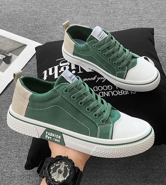 Men's Canvas Sneakers Breathable Comfortable Walking Shoes - Lightweight Lace Up Casual Shoes for Skateboarding Streetwear Fashion