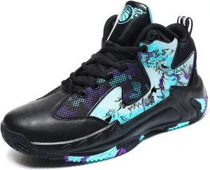 Mens Fashion Lace Up Breathable Mesh Basketball Sneakers Running Shoes Non-Slip Ourdoor Walking Hiking Travel Shoes