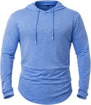 Men's Hooded Shirts Long Sleeve Athletic Workout Sport Hoodie Casual Lightweight Sweatshirt Quick Dry Pullover Tops