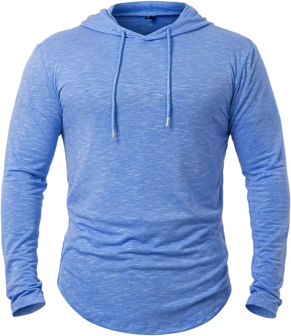 Men's Hooded Shirts Long Sleeve Athletic Workout Sport Hoodie Casual Lightweight Sweatshirt Quick Dry Pullover Tops