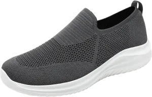 Men's Low Top Sock Shoes Convenient Slip On Mesh Sneakers Versatile Elastic Knit Walking Shoes Elderly Shoe