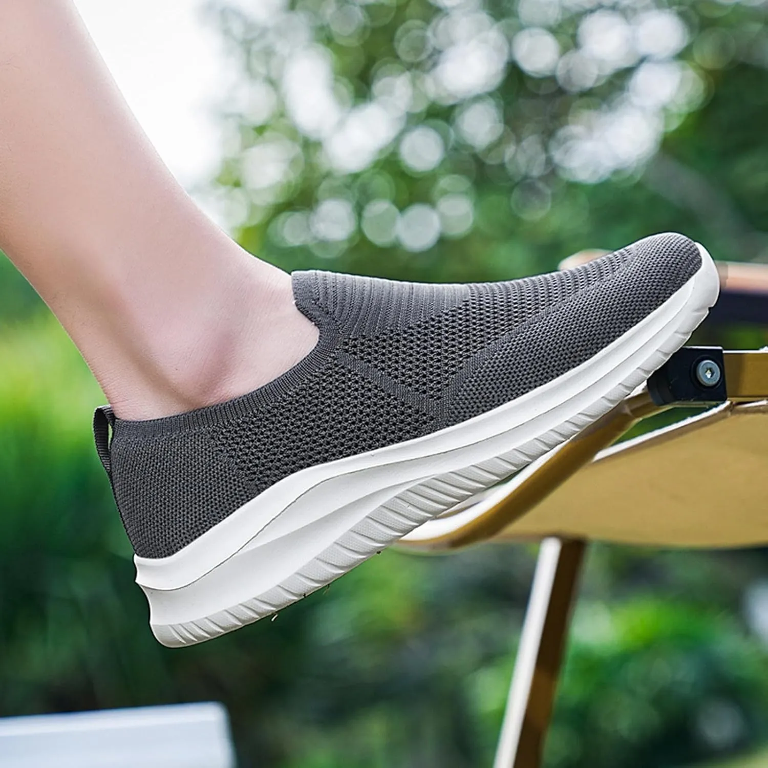Men's Low Top Sock Shoes Convenient Slip On Mesh Sneakers Versatile Elastic Knit Walking Shoes Elderly Shoe