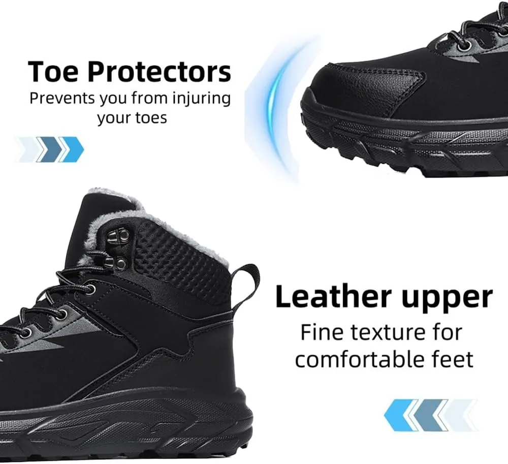 Men's Snow Boots Casual Warm Ankle Booties Comfortable Plush Lined Light Weight Waterproof Hiking Outdoor Walking Boots