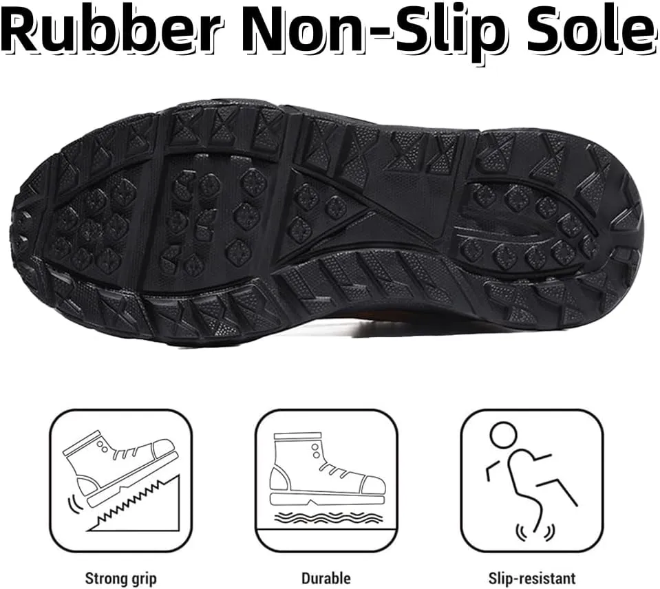 Men's Snow Boots Casual Warm Ankle Booties Comfortable Plush Lined Light Weight Waterproof Hiking Outdoor Walking Boots