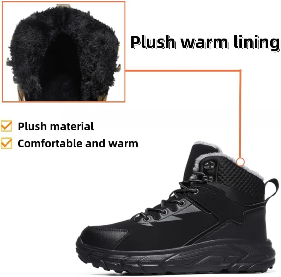 Men's Snow Boots Casual Warm Ankle Booties Comfortable Plush Lined Light Weight Waterproof Hiking Outdoor Walking Boots