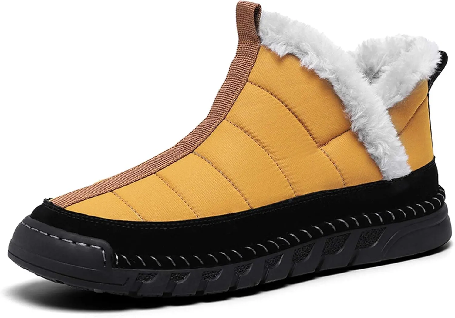 Men's Snow Boots Waterproof Mens Warm Winter Boots Fur Lined Plush Walking Boots Cozy Slip Casual Outdoor Boots