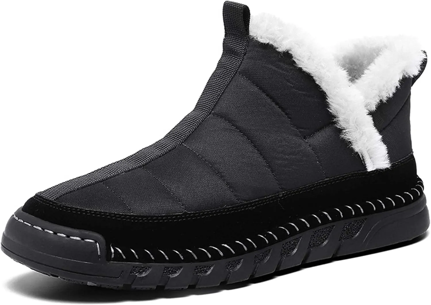 Men's Snow Boots Waterproof Mens Warm Winter Boots Fur Lined Plush Walking Boots Cozy Slip Casual Outdoor Boots