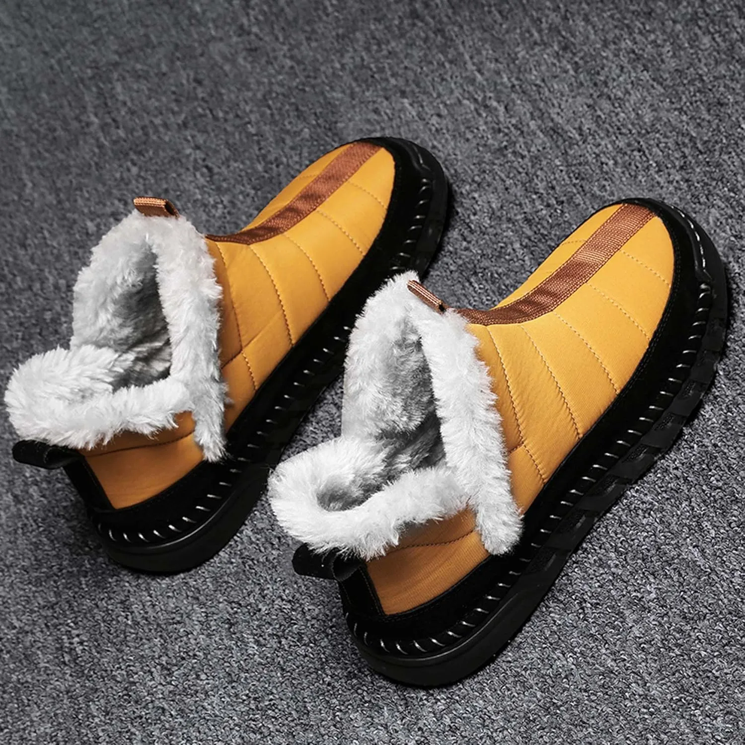 Men's Snow Boots Waterproof Mens Warm Winter Boots Fur Lined Plush Walking Boots Cozy Slip Casual Outdoor Boots