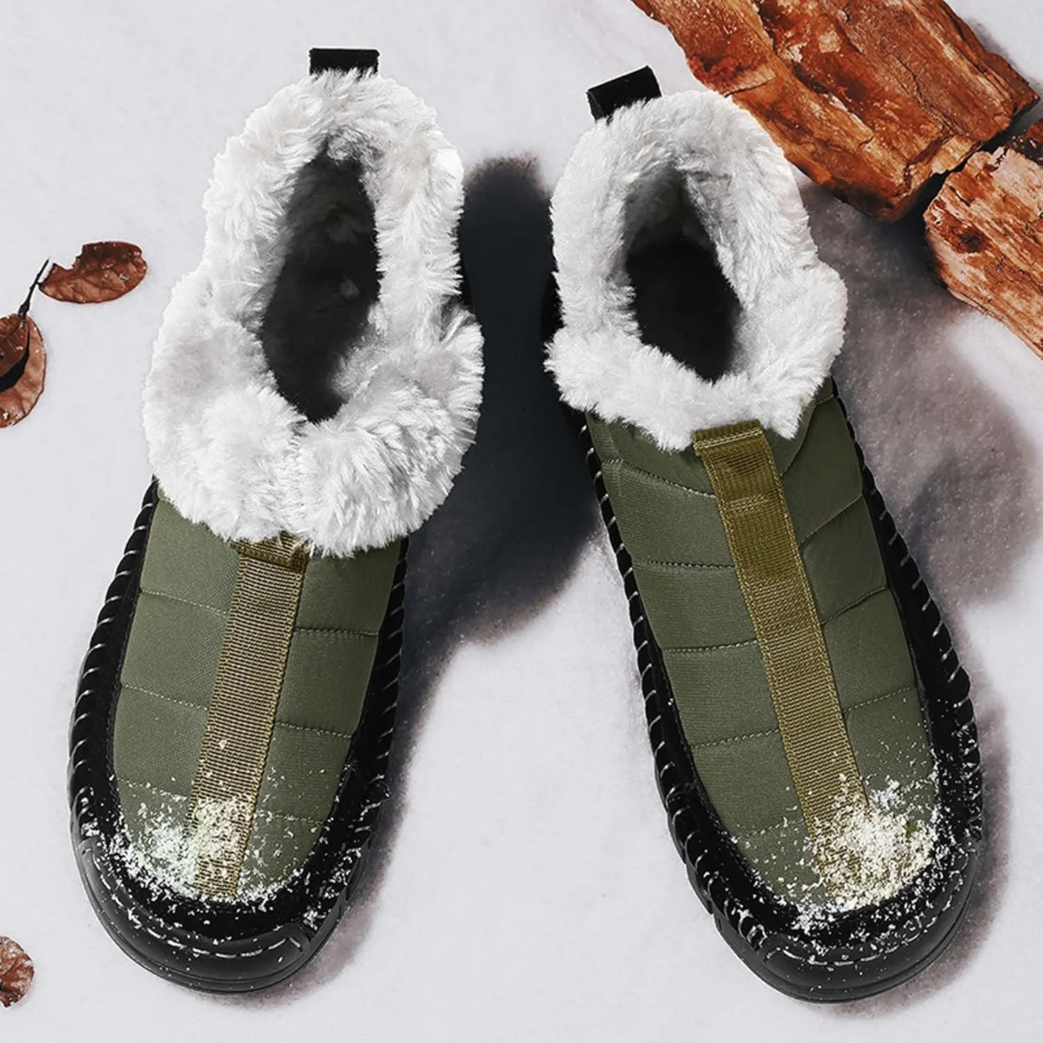 Men's Snow Boots Waterproof Mens Warm Winter Boots Fur Lined Plush Walking Boots Cozy Slip Casual Outdoor Boots
