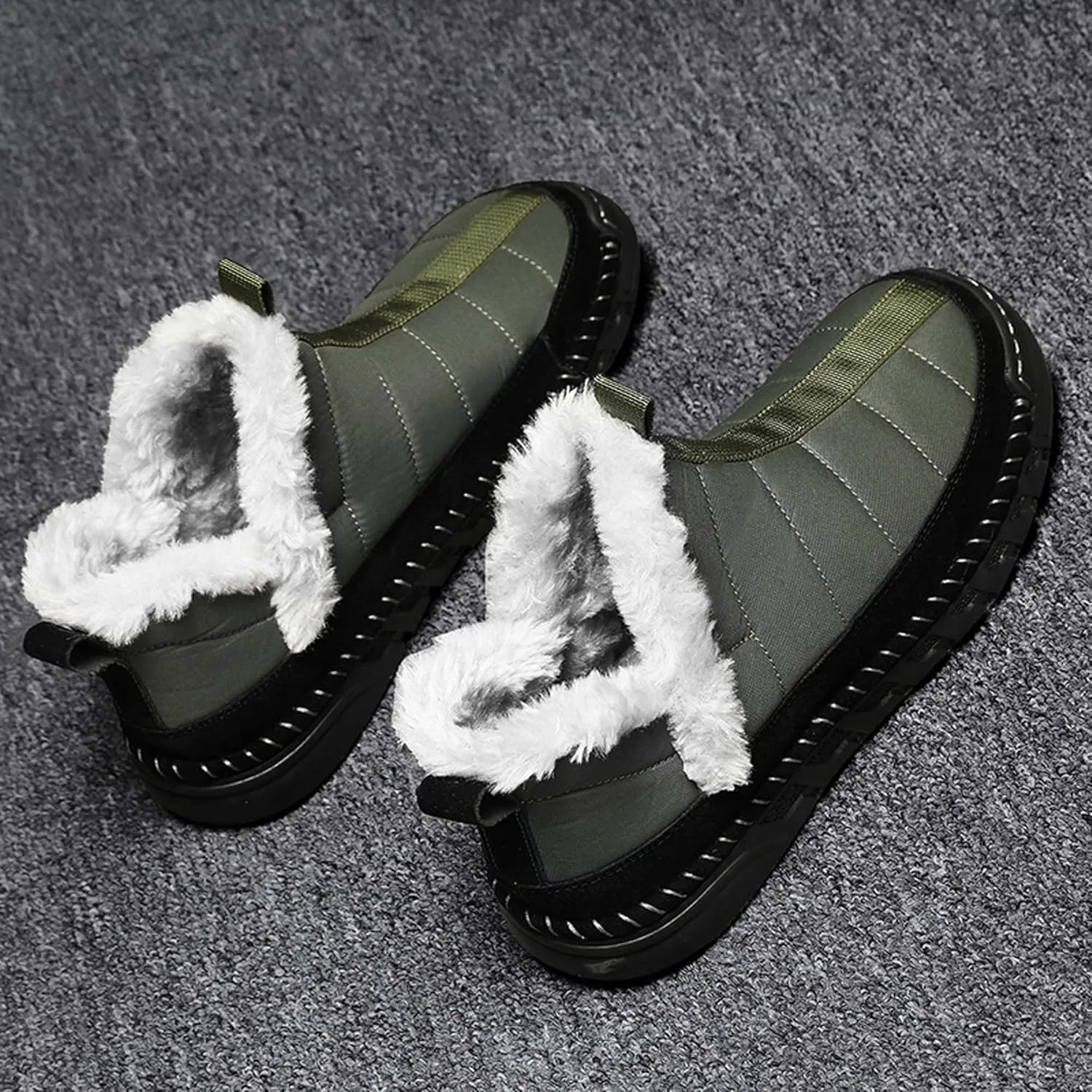 Men's Snow Boots Waterproof Mens Warm Winter Boots Fur Lined Plush Walking Boots Cozy Slip Casual Outdoor Boots