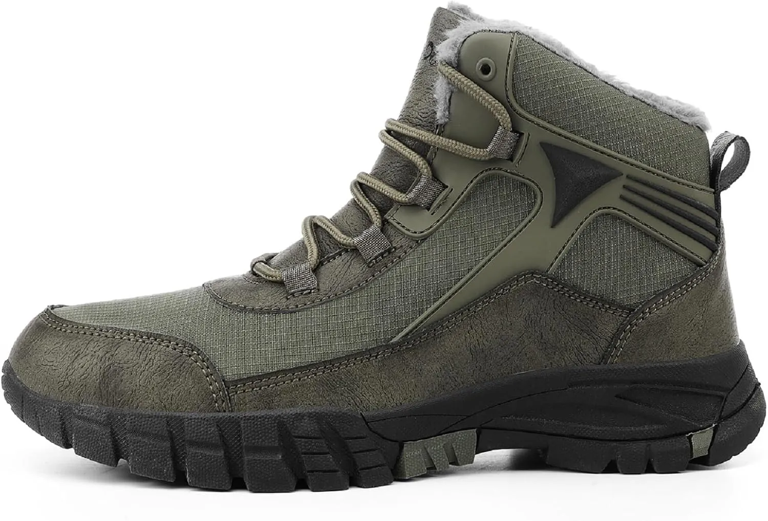 Men's Snow Boots Waterproof Warm Fur Lined Hiking Boots,Anti-Slip Lightweight Outdoor for Men Breathable Hiker Trekking Trails Shoes.