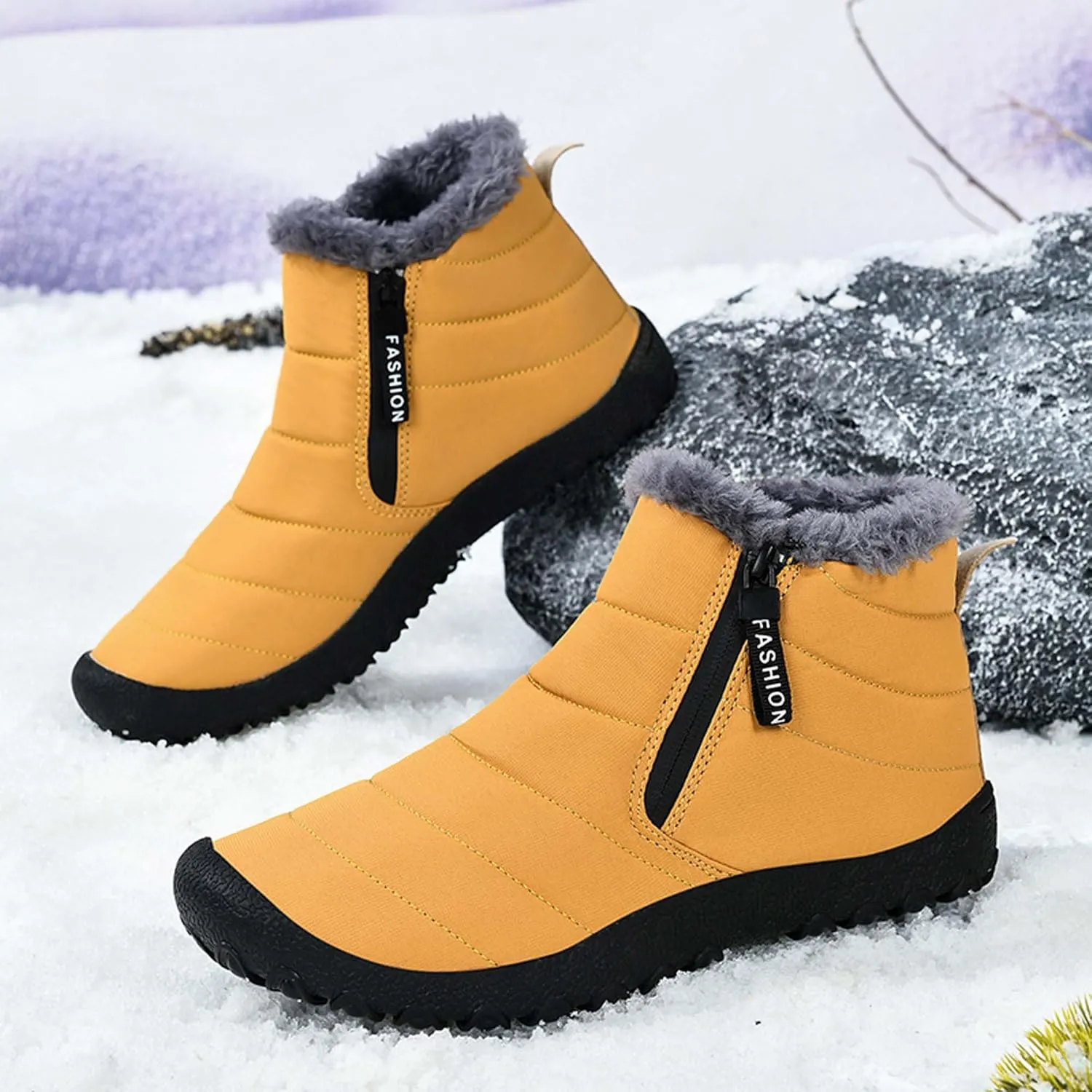 Men's Snow Boots Waterproof Warm Winter Boots Non-slip Walking Boots-Outdoor Warm Fleece Winter Cotton Shoes
