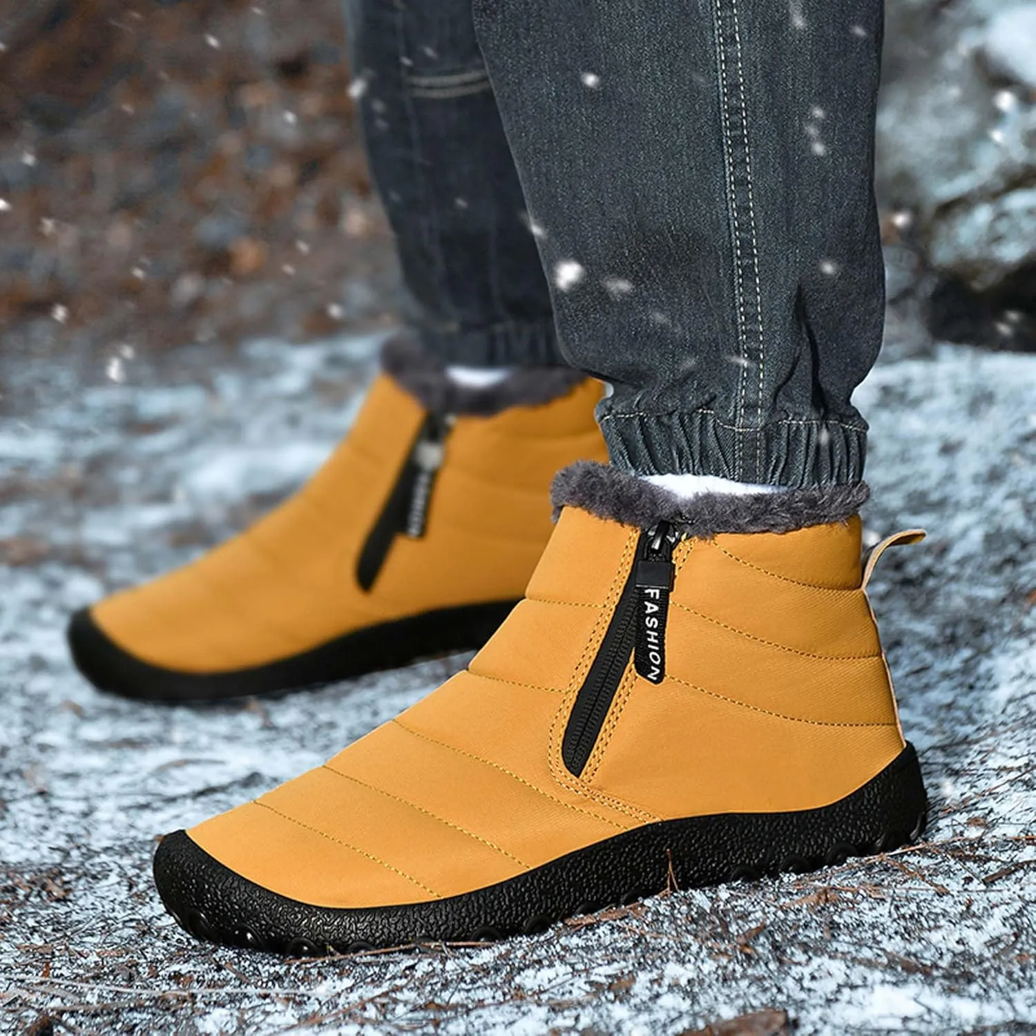 Men's Snow Boots Waterproof Warm Winter Boots Non-slip Walking Boots-Outdoor Warm Fleece Winter Cotton Shoes