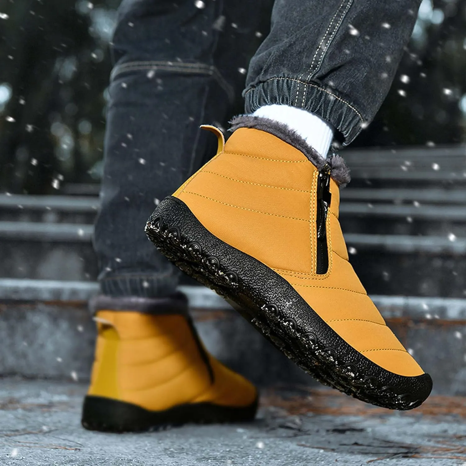 Men's Snow Boots Waterproof Warm Winter Boots Non-slip Walking Boots-Outdoor Warm Fleece Winter Cotton Shoes