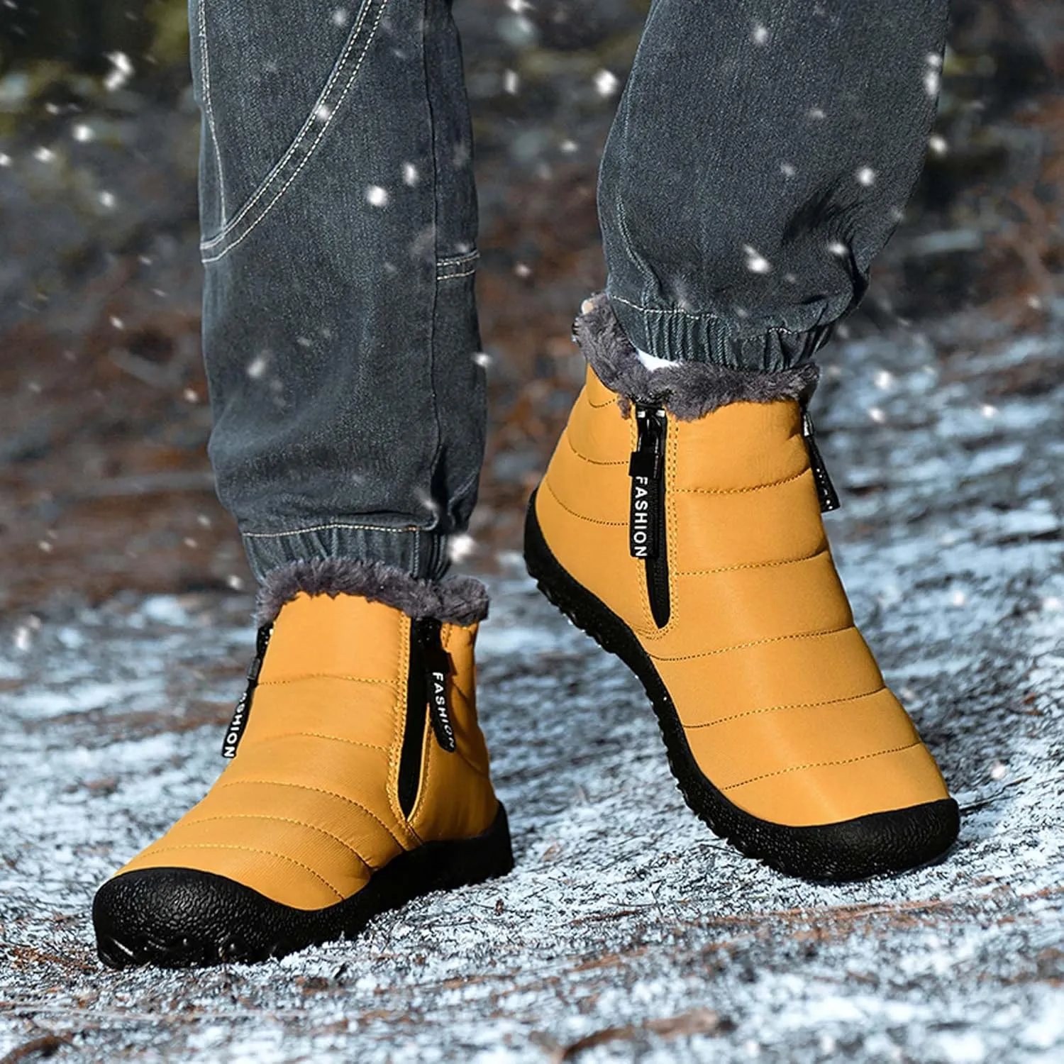 Men's Snow Boots Waterproof Warm Winter Boots Non-slip Walking Boots-Outdoor Warm Fleece Winter Cotton Shoes