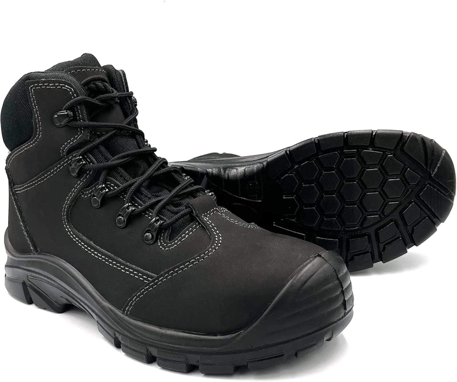 Men's Steel Toe Boots Safety Boots for Construction Punch Proof Oil Resistance Static Dissipative Leather Steel Toe Shoes