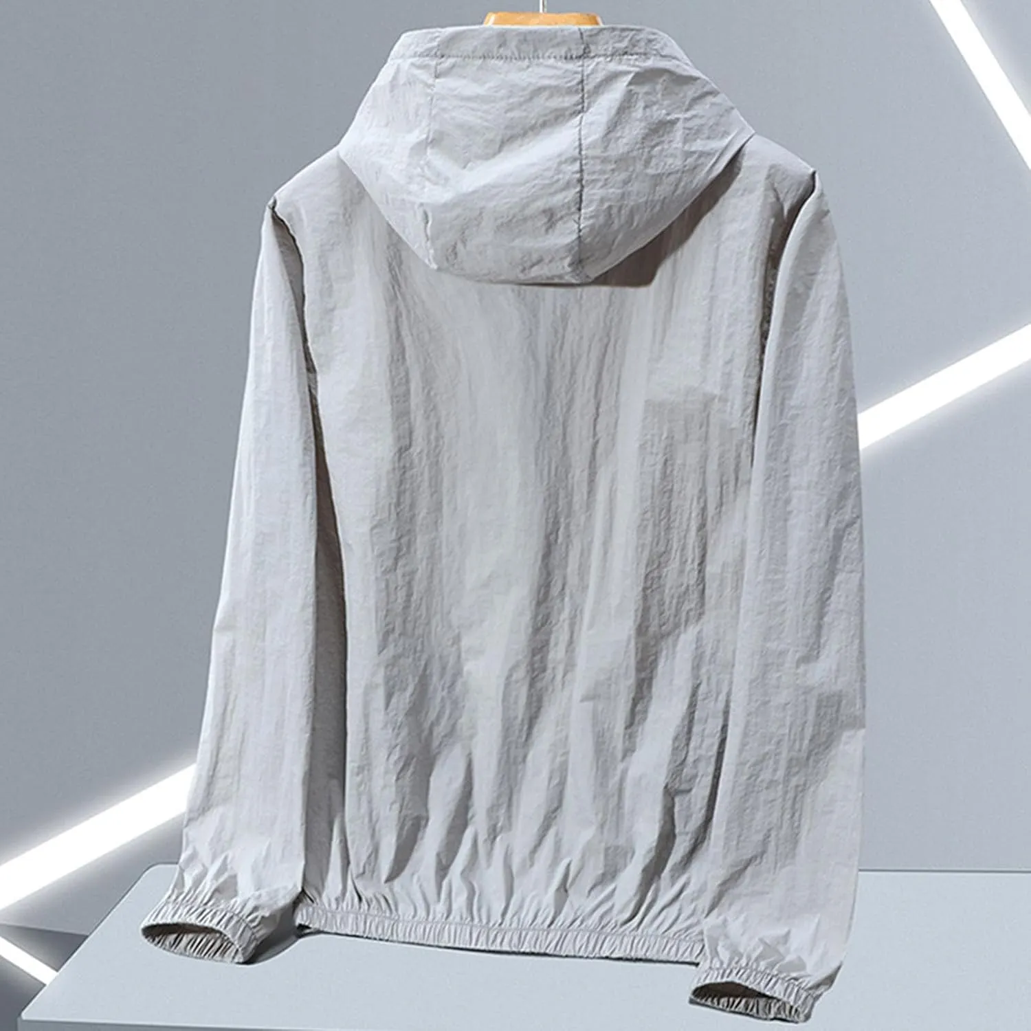 Mens Summer Jackets Plus Size Fashion Thin Sun Protection Hooded Sweatshirt Loose Comfy Pocket Sport Hoodies Coat