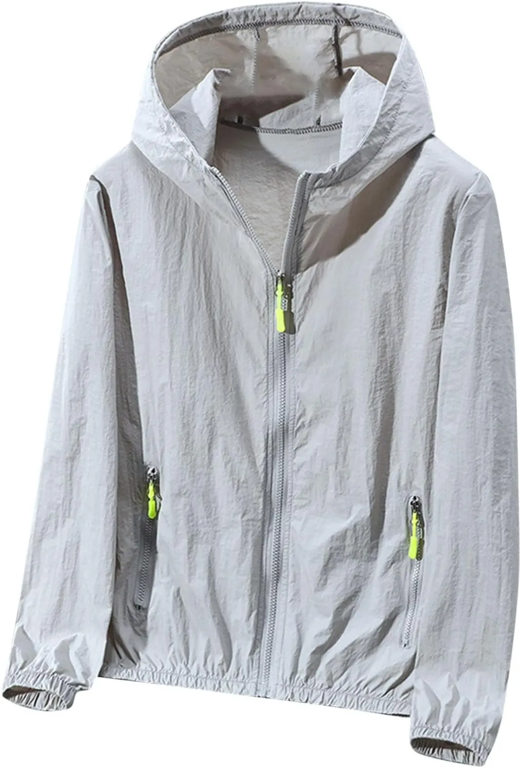 Mens Summer Jackets Plus Size Fashion Thin Sun Protection Hooded Sweatshirt Loose Comfy Pocket Sport Hoodies Coat