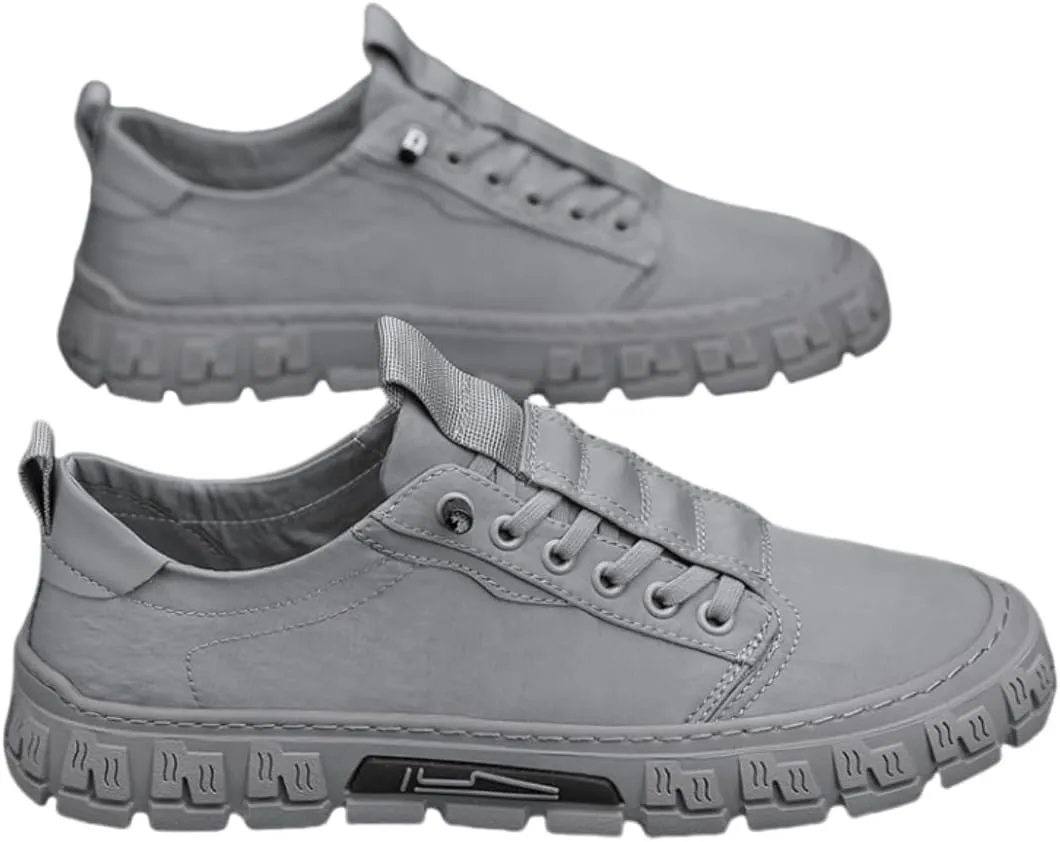 Men's Trendy Solid Color Canvas Skateboard Shoes with Adjustable Lace Non Slip Low Top for Outdoor Walking Jogging Traveling
