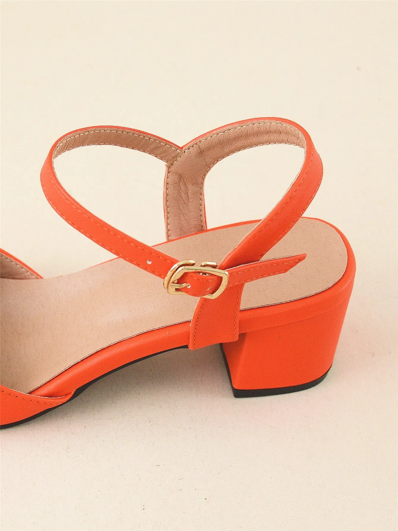 Minimalist Point Toe Ankle Strap Chunky Pumps