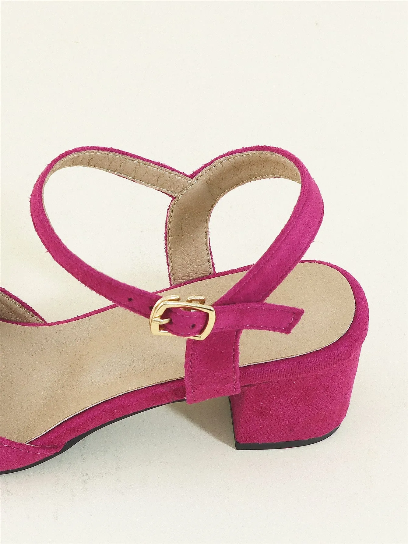 Minimalist Point Toe Ankle Strap Chunky Pumps