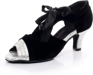 Minishion TQJ7059 Women's Peep Toe Suede Tango Latin Ballroom Dance Sandals