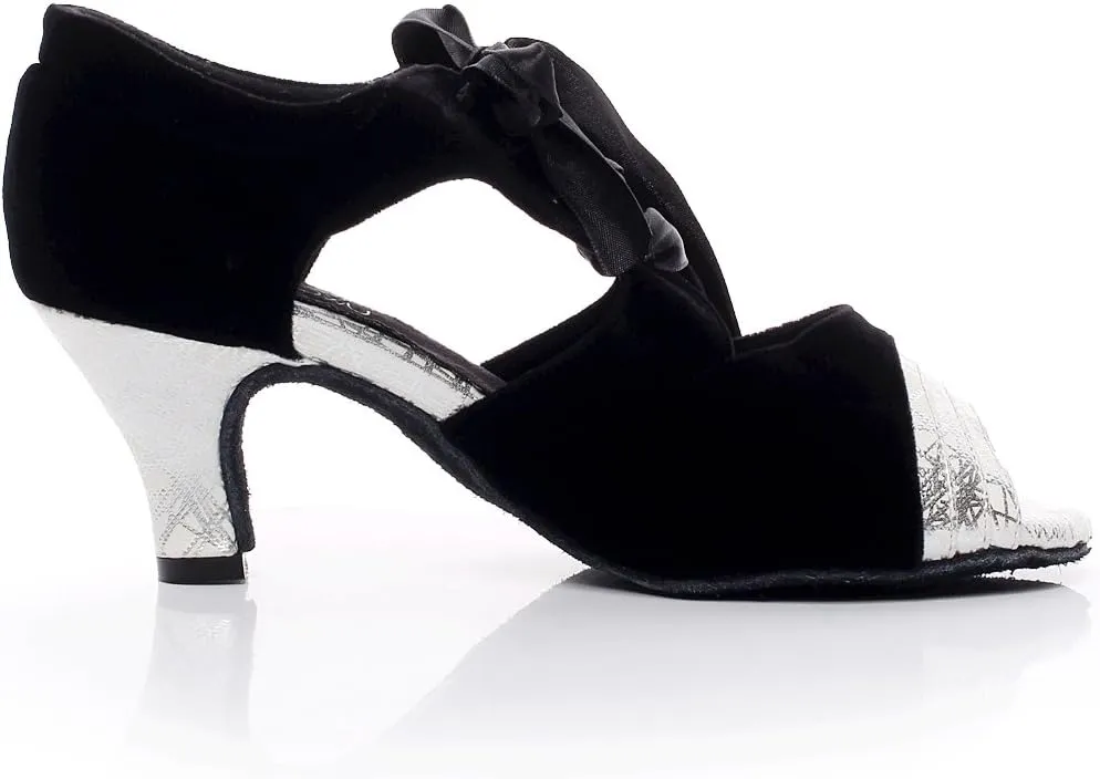 Minishion TQJ7059 Women's Peep Toe Suede Tango Latin Ballroom Dance Sandals