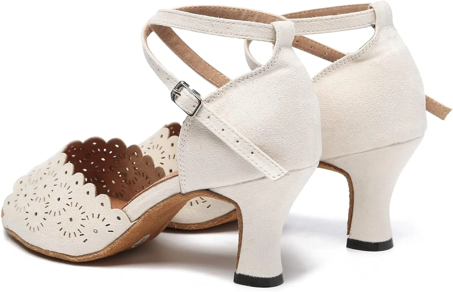 Minishion Women's Latin Salsa Floral Suede Dance Shoes Formal Party Sandals