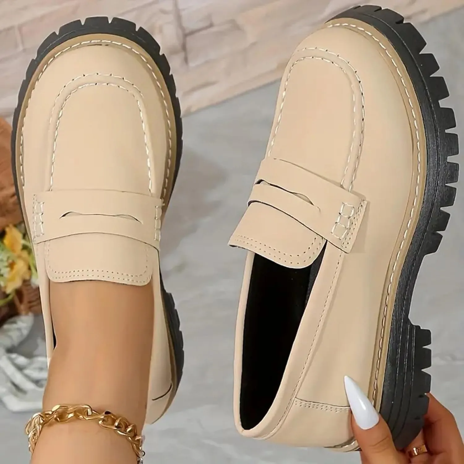 Orthoture-Orthopedic Platform Loafers Comfort Orthopedic Shoes Womens Round Toe Walking Shoe Slip on Dressy Shoes