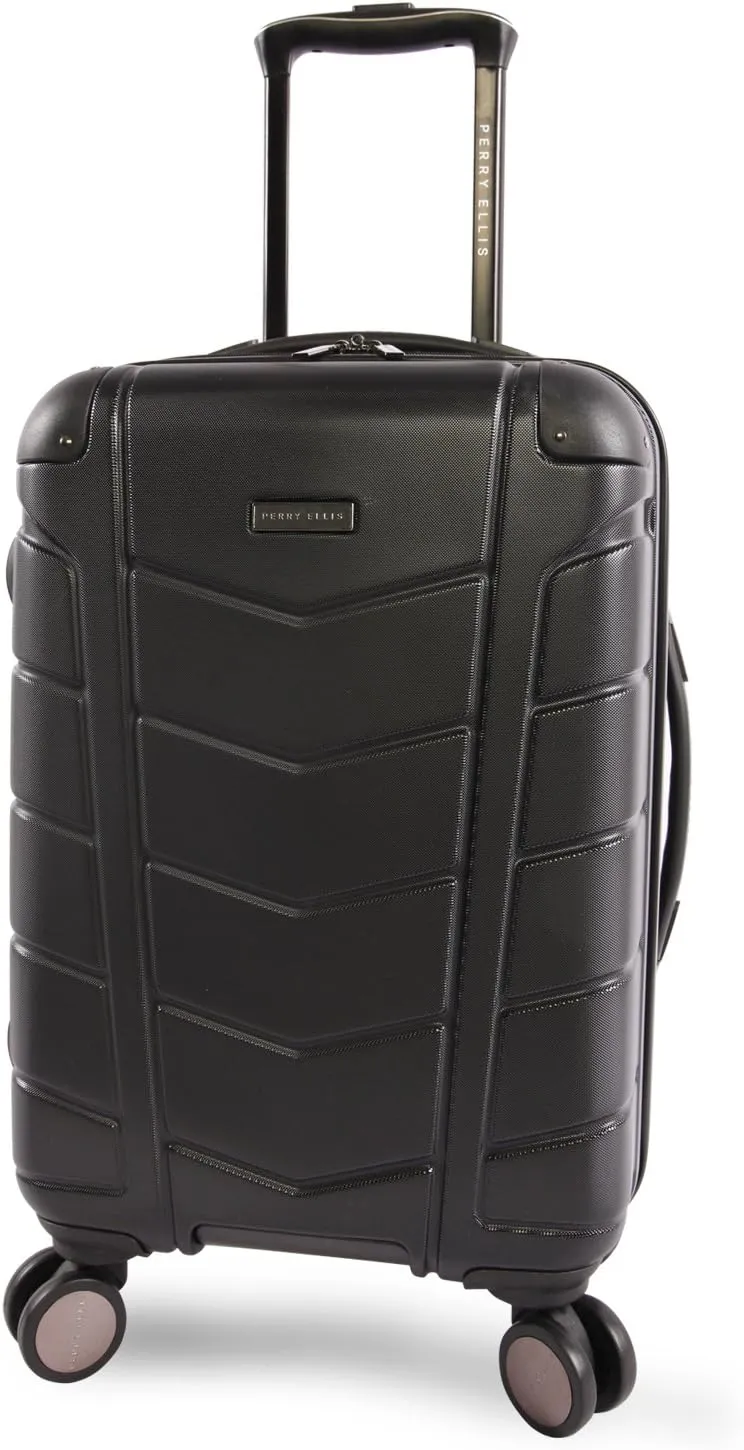 Perry Ellis Tanner 21" Hardside Carry-on Spinner Luggage, Black, One Size