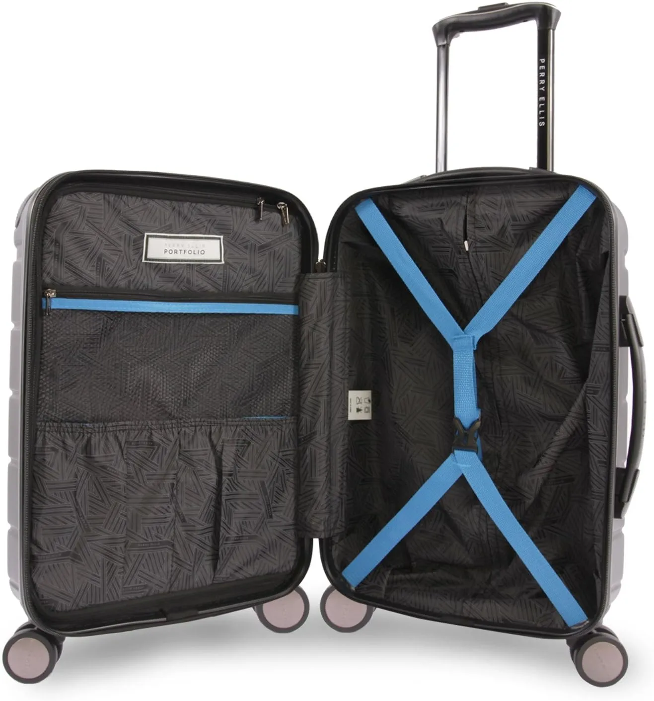 Perry Ellis Tanner 21" Hardside Carry-on Spinner Luggage, Black, One Size