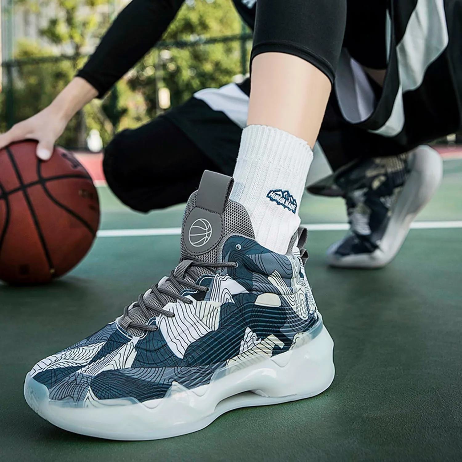 Practical Hiking Leisure Travel Basketball Shoes, Durable Sports Shoes for Competitive Training, Fashionable Breathable Mesh Basketball Shoes