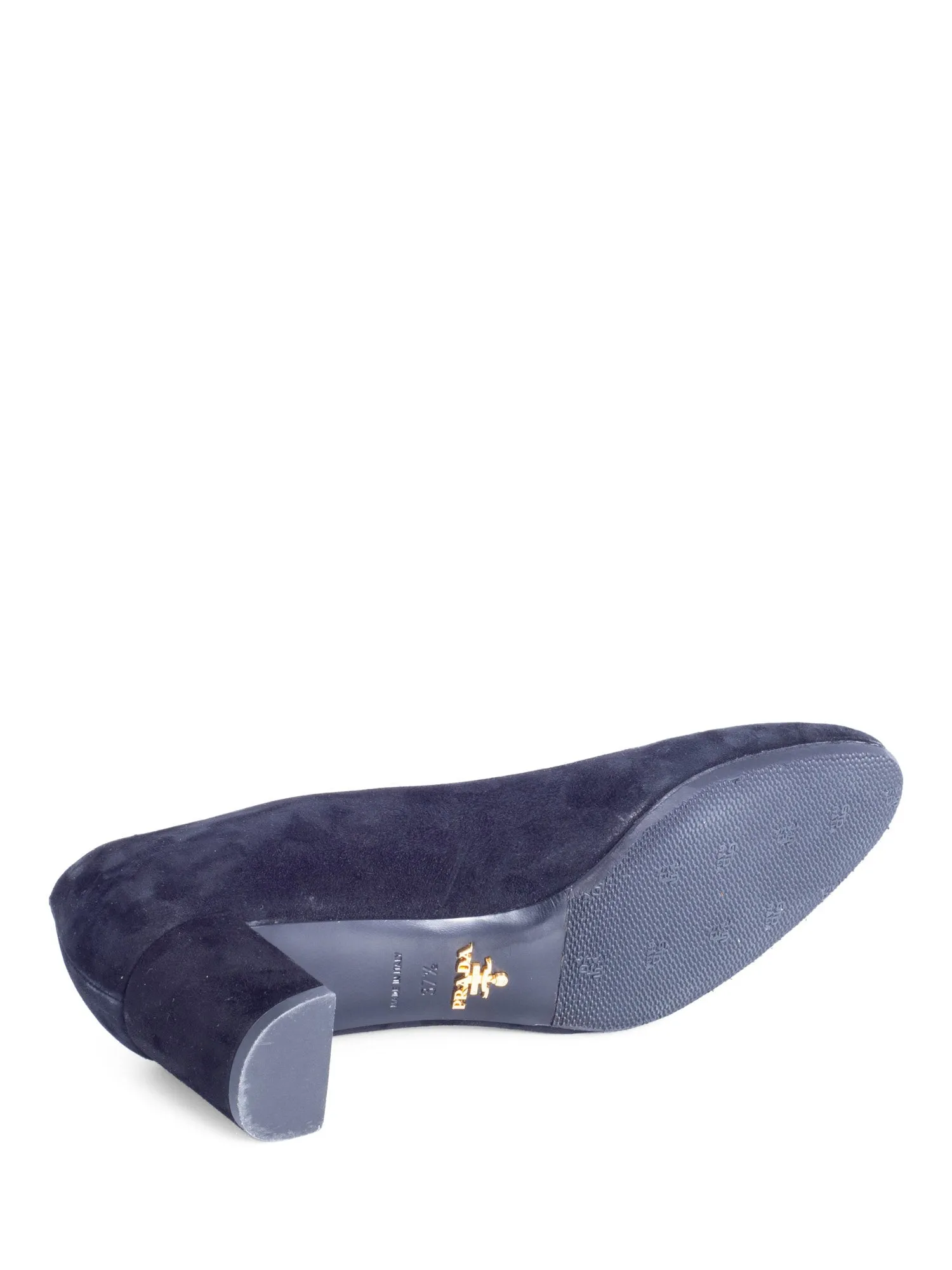 Prada Suede Leather Block Heel Pumps Black