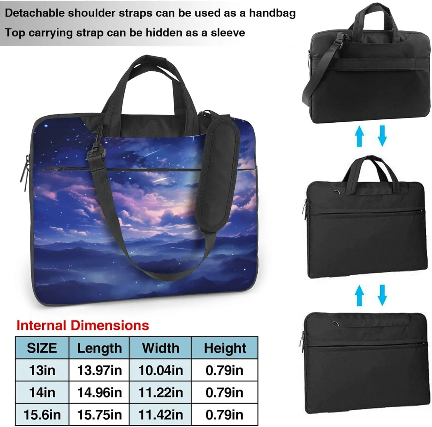 Purple Galaxy Nebula Laptop Shoulder Bag for Women, Moon Cloud Laptop Sleeve Case Durable Computer Bag