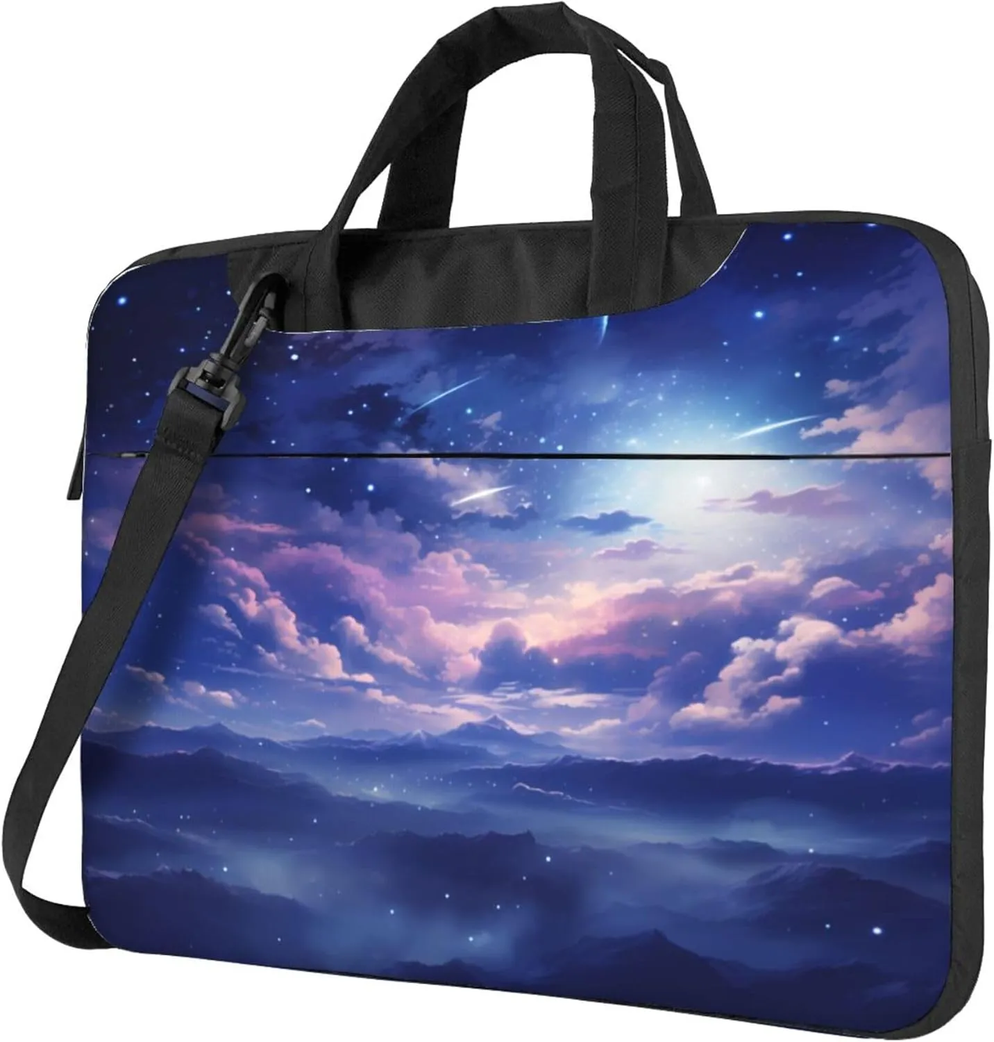 Purple Galaxy Nebula Laptop Shoulder Bag for Women, Moon Cloud Laptop Sleeve Case Durable Computer Bag