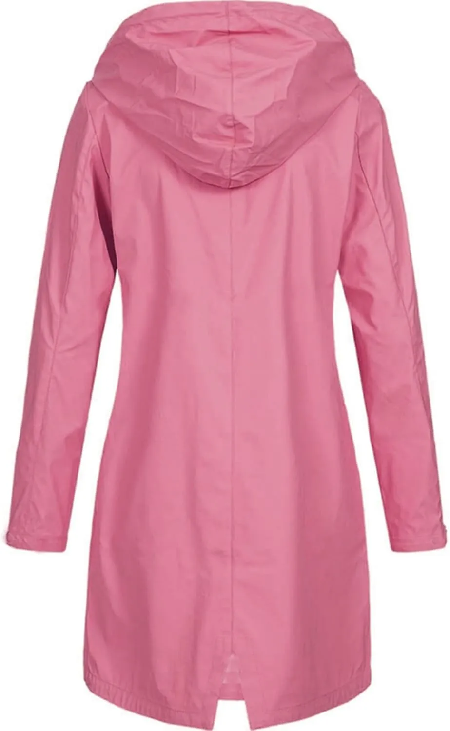 Rain Coat for Women Waterproof Windproof Rain Jacket Casual Lightweight Hooded Raincoat Drawstring Windbreaker, Black