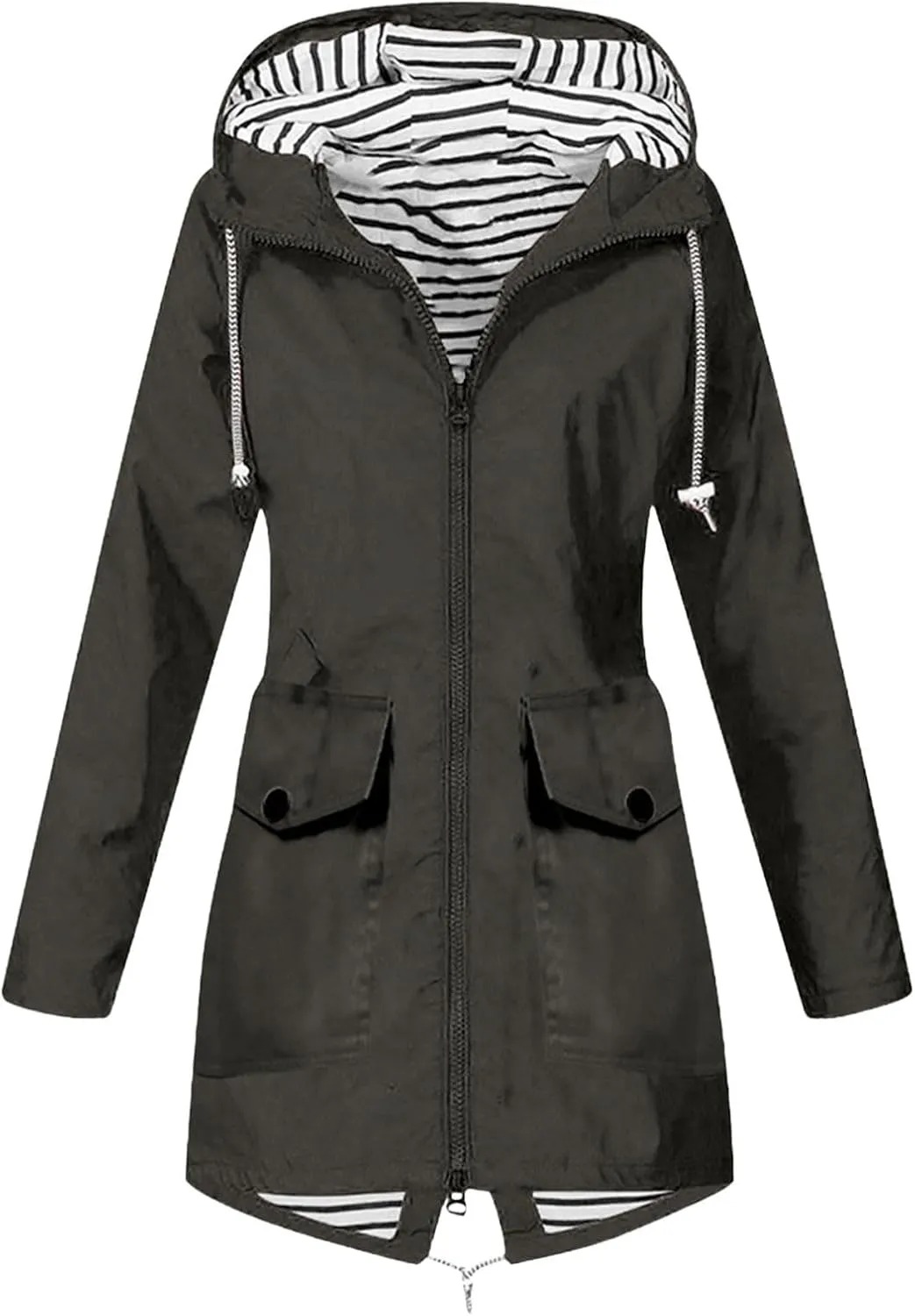 Rain Coats for Women Waterproof Long Windbreaker Jacket Fashion Outdoor Travel Climbing Active Trench Coat with Hood